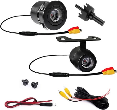 2 PCS Car Reversing Image Camera, Small Butterfly Shape IP68 Waterproof 170-degree Wide-Angle Square High-Definition Night Vision Camera, Modified Accessories, Suitable for Most Cars (Black) in Saudi Arabia