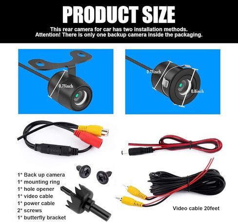 2 PCS Car Reversing Image Camera, Small Butterfly Shape IP68 Waterproof 170-degree Wide-Angle Square High-Definition Night Vision Camera, Modified Accessories, Suitable for Most Cars (Black) in Saudi Arabia