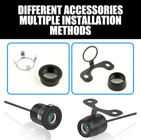 2 PCS Car Reversing Image Camera, Small Butterfly Shape IP68 Waterproof 170-degree Wide-Angle Square High-Definition Night Vision Camera, Modified Accessories, Suitable for Most Cars (Black) in Saudi Arabia