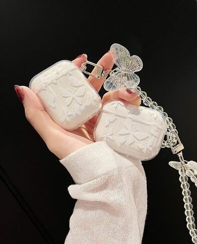 Compatible Butterfly Airpods Pro 2 2022,Airpods Pro 2nd Generation, Airpods Pro 2 Case Clear Cute Cover with Beaded Keychain for Women Girls (Airpod Pro 2 ) in Saudi Arabia