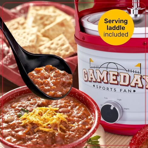 Nostalgia Game Day 2.5-Quart 2-Section Slow Cooker with Lid and Ladle, Keg-Like Design, Cooks Chicken Wings, Meatballs, Chilli, Cheese, Soup, Stews, and More in Kuwait