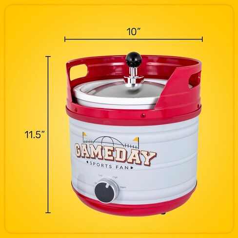 Nostalgia Game Day 2.5-Quart 2-Section Slow Cooker with Lid and Ladle, Keg-Like Design, Cooks Chicken Wings, Meatballs, Chilli, Cheese, Soup, Stews, and More in Kuwait