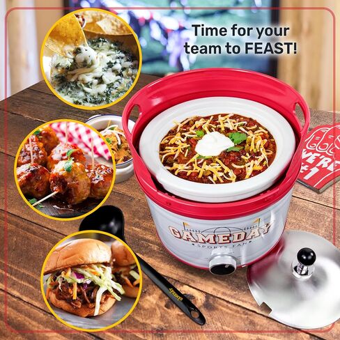 Nostalgia Game Day 2.5-Quart 2-Section Slow Cooker with Lid and Ladle, Keg-Like Design, Cooks Chicken Wings, Meatballs, Chilli, Cheese, Soup, Stews, and More in Kuwait