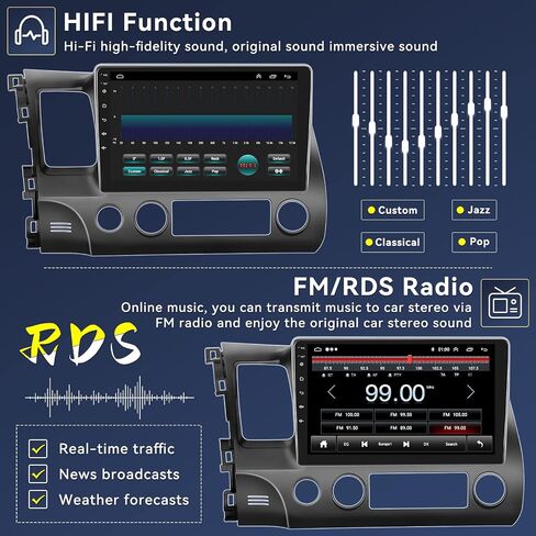 Android 13 Car Stereo Radio for Honda Civic 2006-2011，Android Car Radio with CarPlay Android Auto,10.1" Touch Screen Car Radio Support Bluetooth,GPS,HiFi,FM&AM,RDS,DSP,SWC + AHD Backup Camera in Saudi Arabia