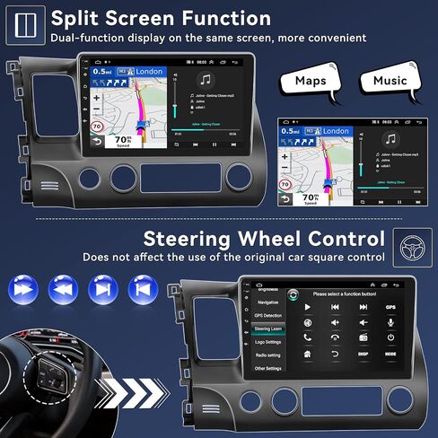 Android 13 Car Stereo Radio for Honda Civic 2006-2011，Android Car Radio with CarPlay Android Auto,10.1" Touch Screen Car Radio Support Bluetooth,GPS,HiFi,FM&AM,RDS,DSP,SWC + AHD Backup Camera in Saudi Arabia