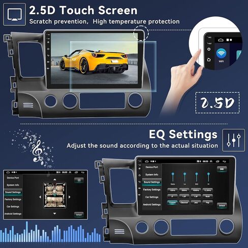 Android 13 Car Stereo Radio for Honda Civic 2006-2011，Android Car Radio with CarPlay Android Auto,10.1" Touch Screen Car Radio Support Bluetooth,GPS,HiFi,FM&AM,RDS,DSP,SWC + AHD Backup Camera in Saudi Arabia