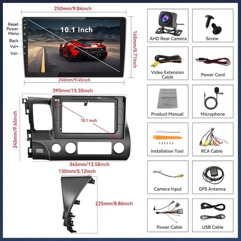 Android 13 Car Stereo Radio for Honda Civic 2006-2011，Android Car Radio with CarPlay Android Auto,10.1" Touch Screen Car Radio Support Bluetooth,GPS,HiFi,FM&AM,RDS,DSP,SWC + AHD Backup Camera in Saudi Arabia