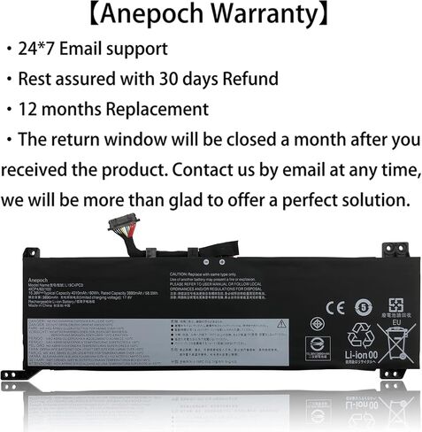 L19C4PC0 Laptop Battery Replacement for Lenovo Legion 5P-15IMH05 Legion 5-15IMH05 5-15ARH05 Series 5B10W86196 L19M4PC0 5B10W86195 L19M4PC1 5B10W86192 L19C4PC1 5B10W86194 15.36V 60Wh 4010mAh in Kuwait
