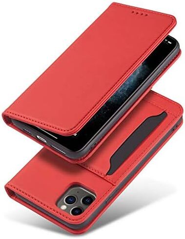 Flip Leather Wallet Case Compatible with iPhone 13 Pro Max, Built-in Wallet, Card Holder, Magnetic Stand Function (Brown) in Saudi Arabia