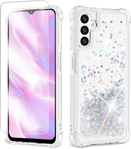 ANSHOW for Samsung Z Flip 5 Case Glitter, Shockproof Clear TPU Liquid Glitter Case, Bling Purple Glitters Case for Samsung Z Flip 5 for Women in Saudi Arabia