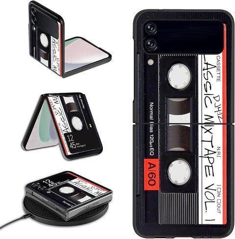Galaxy Z Flip 4 Case,Rossy for Samsung Z Flip 4 5G Case,Ultra Thin Slim Hard PC Shookproof Folding Stylish Girly Anti-Scratch Protection Phone Case for Samsung Z Flip 4 5G (2022),Retro Audio Cassette in Kuwait