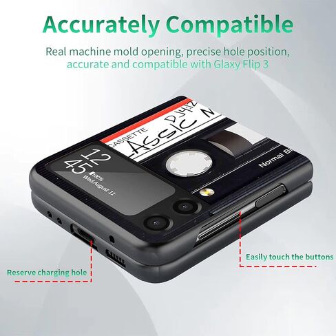 Galaxy Z Flip 4 Case,Rossy for Samsung Z Flip 4 5G Case,Ultra Thin Slim Hard PC Shookproof Folding Stylish Girly Anti-Scratch Protection Phone Case for Samsung Z Flip 4 5G (2022),Retro Audio Cassette in Kuwait