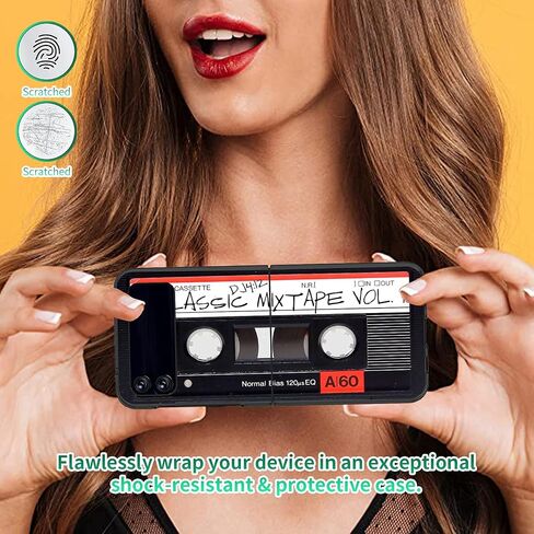 Galaxy Z Flip 4 Case,Rossy for Samsung Z Flip 4 5G Case,Ultra Thin Slim Hard PC Shookproof Folding Stylish Girly Anti-Scratch Protection Phone Case for Samsung Z Flip 4 5G (2022),Retro Audio Cassette in Kuwait