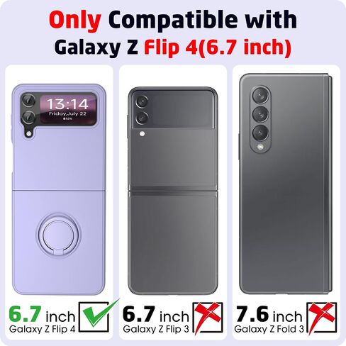 ABITKU Compatible with Galaxy Z Flip 4 Case, Silicone with 360°Ring Kickstand Holder Microfiber Cloth Designed for Galaxy Z Flip 4 6.7 inch (Clove Purple) in Saudi Arabia