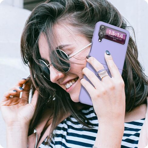 ABITKU Compatible with Galaxy Z Flip 4 Case, Silicone with 360°Ring Kickstand Holder Microfiber Cloth Designed for Galaxy Z Flip 4 6.7 inch (Clove Purple) in Saudi Arabia