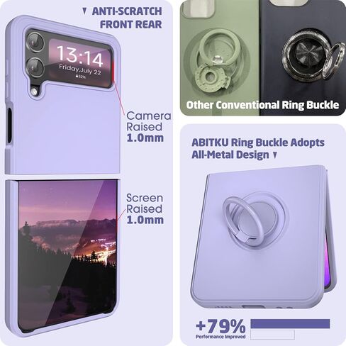 ABITKU Compatible with Galaxy Z Flip 4 Case, Silicone with 360°Ring Kickstand Holder Microfiber Cloth Designed for Galaxy Z Flip 4 6.7 inch (Clove Purple) in Saudi Arabia