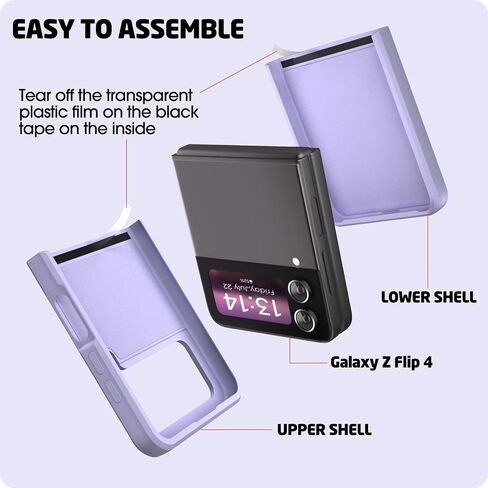 ABITKU Compatible with Galaxy Z Flip 4 Case, Silicone with 360°Ring Kickstand Holder Microfiber Cloth Designed for Galaxy Z Flip 4 6.7 inch (Clove Purple) in Saudi Arabia