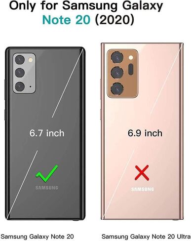 تصميم لهاتف Samsung Galaxy Note 20 5G حافظة هاتف مع واقي شاشة من الزجاج المقوى وفتحة حامل لبطاقة الائتمان، وحامل جلدي ومسند مغناطيسي وغطاء خلفي واقٍ ذهبي وردي in Kuwait