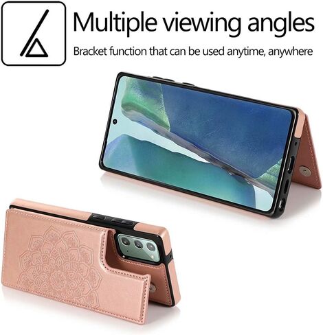 Design for Samsung Galaxy Note 20 5G Wallet Phone Case with Tempered Glass Screen Protector Credit Card Holder Slot, Leather Stand Kickstand Magnetic Back Flip Protective Cover Cases Rose gold in Kuwait