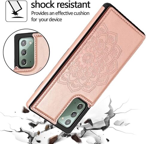 Design for Samsung Galaxy Note 20 5G Wallet Phone Case with Tempered Glass Screen Protector Credit Card Holder Slot, Leather Stand Kickstand Magnetic Back Flip Protective Cover Cases Rose gold in Kuwait
