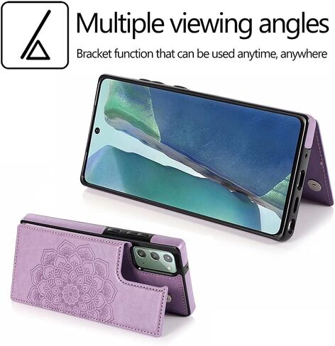 تصميم لهاتف Samsung Galaxy Note 20 5G حافظة هاتف مع واقي شاشة من الزجاج المقوى وفتحة حامل لبطاقة الائتمان، وحامل جلدي ومسند مغناطيسي وغطاء خلفي واقٍ ذهبي وردي in Kuwait
