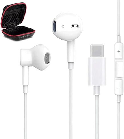 سماعات رأس USB C، سماعات أذن USB من النوع C سماعات أذن سلكية مغناطيسية داخل الأذن مع خاصية إلغاء الضوضاء وميكروفون لهاتف iPhone15 Pro Max وiPad وMacBook وSamsung Galaxy والمزيد (أبيض) in Kuwait