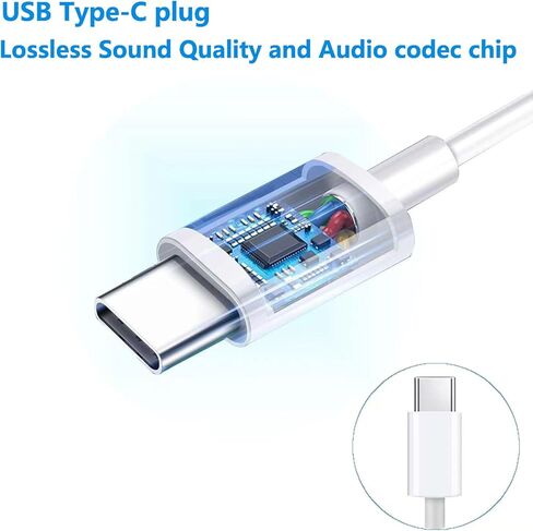 سماعات رأس USB C، سماعات أذن USB من النوع C سماعات أذن سلكية مغناطيسية داخل الأذن مع خاصية إلغاء الضوضاء وميكروفون لهاتف iPhone15 Pro Max وiPad وMacBook وSamsung Galaxy والمزيد (أبيض) in Kuwait