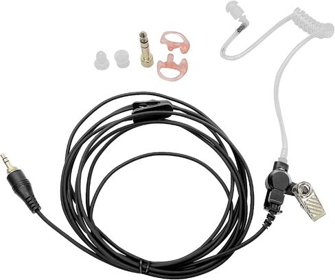 WODASEN IFB Earpiece 3.5mm Anchor Broadcaster in Ear Monitor Used On Stage On Camera Professional Earset w/ 1/4'' Connector for iPhone Android Telex Lecstronics Clear-Com Comrex (Black) in Saudi Arabia