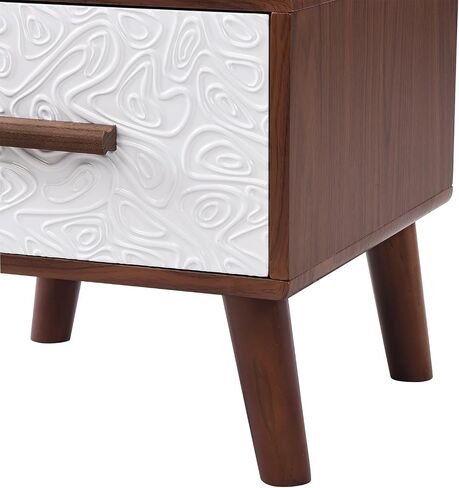CuisinSmart TV Stand Media Entertainment Center for TVs Up to 70", Modern TV Cabinet Set with 1 Central TV Stand 2 End Tables, Embossed Patterns Drawer for Living Room Brown+White Solid Wood+MDF in Saudi Arabia