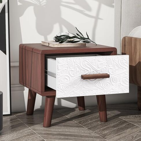 CuisinSmart TV Stand Media مركز الترفيه لأجهزة التلفاز حتى 70 بوصة، مجموعة خزانة تلفزيون حديثة مع حامل تلفزيون مركزي واحد وطاولتين نهائيتين، درج أنماط منقوشة لغرفة المعيشة بني + خشب أبيض صلب + MDF in Saudi Arabia