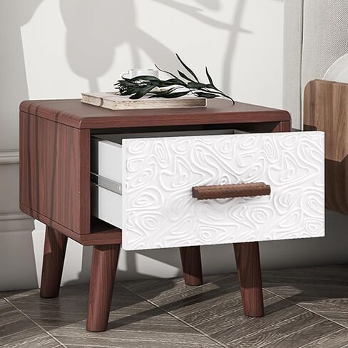 CuisinSmart TV Stand Media مركز الترفيه لأجهزة التلفاز حتى 70 بوصة، مجموعة خزانة تلفزيون حديثة مع حامل تلفزيون مركزي واحد وطاولتين نهائيتين، درج أنماط منقوشة لغرفة المعيشة بني + خشب أبيض صلب + MDF in Saudi Arabia