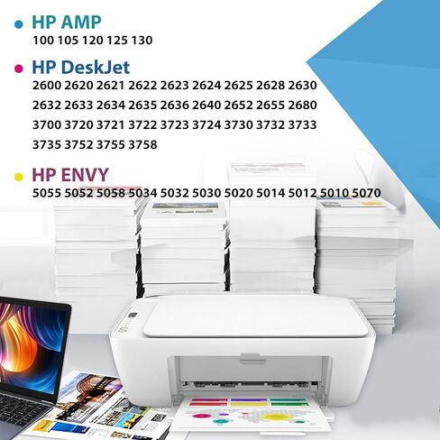 استبدال خرطوشة الحبر المعاد تصنيعها باللون الأسود 65XL لحبر HP 65 HP65 XL BK Tricolor Combo لطابعة 5055 5052 3755 3700 3772 3752 5000 5010 5070 5014 2600 2652 2655 2622 2722، HP65XL 2-Pack in Kuwait