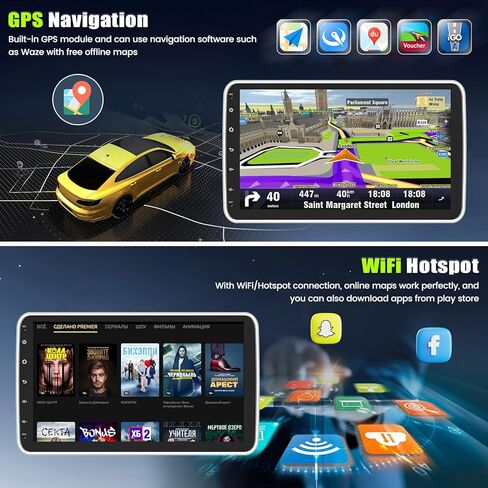 [2+64G] Android 13 Single Din Car Stereo with Wireless Carplay&Android Auto, 10.1'' Rotatable Touch Screen Car Radio with Mirror Link GPS Navigation WiFi FM/RDS HiFi Bluetooth+Backup Camera in Saudi Arabia