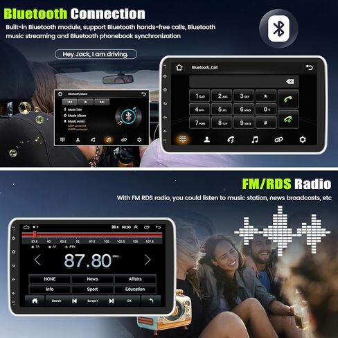 [2+64G] Android 13 Single Din Car Stereo with Wireless Carplay&Android Auto, 10.1'' Rotatable Touch Screen Car Radio with Mirror Link GPS Navigation WiFi FM/RDS HiFi Bluetooth+Backup Camera in Saudi Arabia