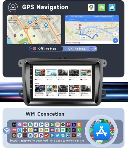 راديو سيارة Android 13 لسيارة VW Passat Jetta Golf Polo Caddy Tiguan Seat مع Carplay لاسلكي/Android Auto، شاشة لمس IPS 9 بوصات ستيريو للسيارة، بلوتوث، GPS، WiFi، SWC + كاميرا احتياطية in Saudi Arabia