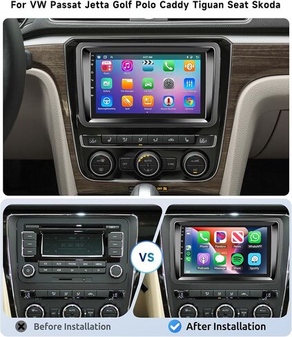 راديو سيارة Android 13 لسيارة VW Passat Jetta Golf Polo Caddy Tiguan Seat مع Carplay لاسلكي/Android Auto، شاشة لمس IPS 9 بوصات ستيريو للسيارة، بلوتوث، GPS، WiFi، SWC + كاميرا احتياطية in Saudi Arabia