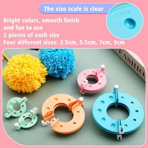 FTEVEN 27Pcs Pom Pom Maker, 4 Size Pom Pom Maker Kit for Fluff Ball Weave DIY, Crochet Knitting with Scissor and Instruction for Adult DIY Decoration in Saudi Arabia