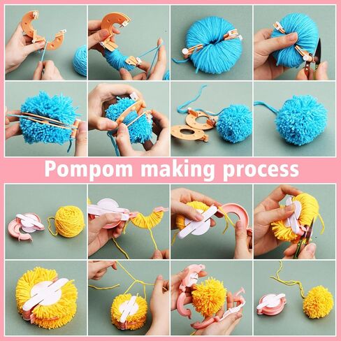 FTEVEN 27Pcs Pom Pom Maker, 4 Size Pom Pom Maker Kit for Fluff Ball Weave DIY, Crochet Knitting with Scissor and Instruction for Adult DIY Decoration in Saudi Arabia