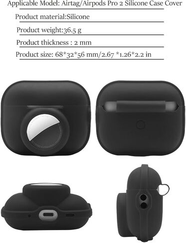 Carrying Case Compatible for AirPods Pro 2 for Airtag,2 in 1 Protective Skin Case for Airpod pro 2,Silicone GPS Tracker Cover Holder with Keychain,Grey in Saudi Arabia