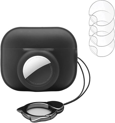 Carrying Case Compatible for AirPods Pro 2 for Airtag,2 in 1 Protective Skin Case for Airpod pro 2,Silicone GPS Tracker Cover Holder with Keychain,Grey in Saudi Arabia