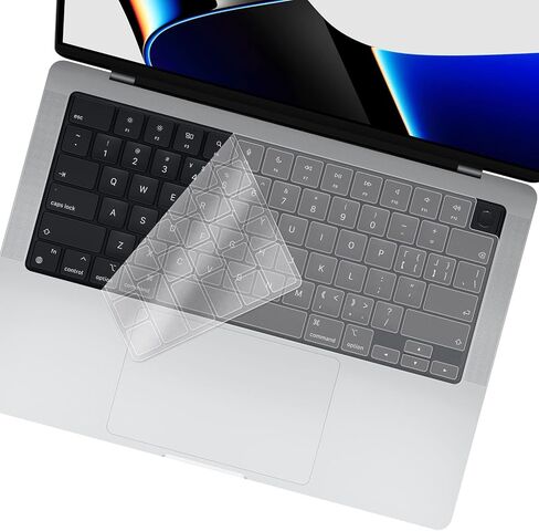 غطاء لوحة مفاتيح من السيليكون F FORITO متوافق مع MacBook Pro 14 بوصة 16 بوصة (M2 Pro / M2 Max / M1 Pro / M1 Max) موديل A2442 A2485 و2022 MacBook Air 13.6 بوصة M2 موديل A2681، تصميم أمريكي، شفاف in Kuwait