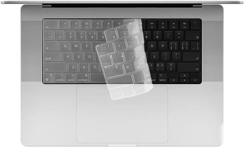 غطاء لوحة مفاتيح من السيليكون F FORITO متوافق مع MacBook Pro 14 بوصة 16 بوصة (M2 Pro / M2 Max / M1 Pro / M1 Max) موديل A2442 A2485 و2022 MacBook Air 13.6 بوصة M2 موديل A2681، تصميم أمريكي، شفاف in Kuwait