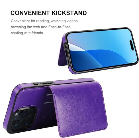 KIHUWEY متوافق مع حافظة محفظة iPhone 16 Pro Max وحامل بطاقات الائتمان، مسند من الجلد الفاخر بمشبك مغناطيسي مخفي وغطاء واقٍ متين مقاوم للصدمات مقاس 6.9 بوصة (أسود) in Saudi Arabia