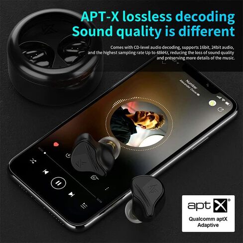 سماعات رأس / سماعة رأس KZ VXS Five Drivers HiFi Bluetooth لسماعات Audiphile، داخل الأذن TWS True Wireless Earbuds 1DD 4BA Aptx Long 25H تشغيل سماعات الألعاب الرياضية، إلغاء الضوضاء Smart Touch IEM Buds in Kuwait