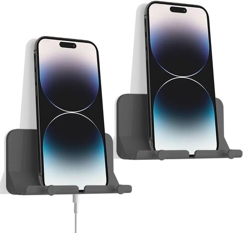 Decobay D2 Wall Mount Phone Holder, Hands Free Phone Holder with Adhesive and Data Cable Receiving Hole for Shower, Charging, RV, Compatible with iPhone, Smartphone Cables, Keys and More in Saudi Arabia