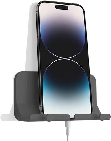 حامل هاتف مثبت على الحائط من Decobay D2، حامل هاتف بدون استخدام اليدين مع فتحة استقبال لاصقة وكابل بيانات للاستحمام والشحن وRV، متوافق مع iPhone وكابلات الهواتف الذكية والمفاتيح والمزيد in Kuwait