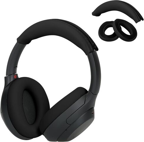 kwmobile Silicone Headband and Ear Pads Cover Set Compatible with Sony WH-1000XM4 / WH-1000XM3 - Covers - Black in Saudi Arabia
