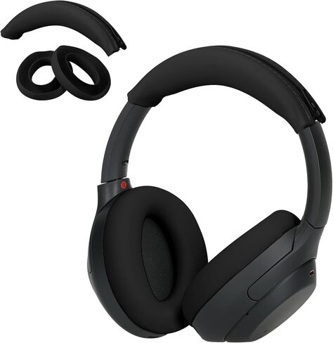 kwmobile Silicone Headband and Ear Pads Cover Set Compatible with Sony WH-1000XM4 / WH-1000XM3 - Covers - Black in Saudi Arabia