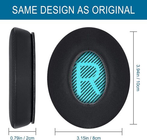 GEVO Cooling Gel Ear Pads for Bose QC25 Headphones, Replacement Ear Pads for Bose QuietComfort QC2 QC15 Ae2 Ae2i Ae2w Headphones, Breathable Sports Fabric, Extra Thick & Cooler for Longer (Black) in Saudi Arabia