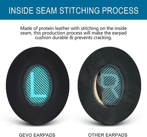 GEVO Cooling Gel Ear Pads for Bose QC25 Headphones, Replacement Ear Pads for Bose QuietComfort QC2 QC15 Ae2 Ae2i Ae2w Headphones, Breathable Sports Fabric, Extra Thick & Cooler for Longer (Black) in Saudi Arabia